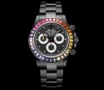 ROLEX Daytona 40*12.3MM 904L Steel 7750 Movement Rainbow Bezel Black Watch